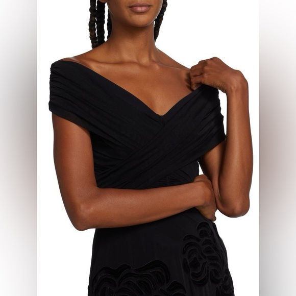 Chiara Boni Destiny Velvet Tulle Maxi Evening Formal Gown Dress US 16 IT 52 NWT - Picture 3 of 12